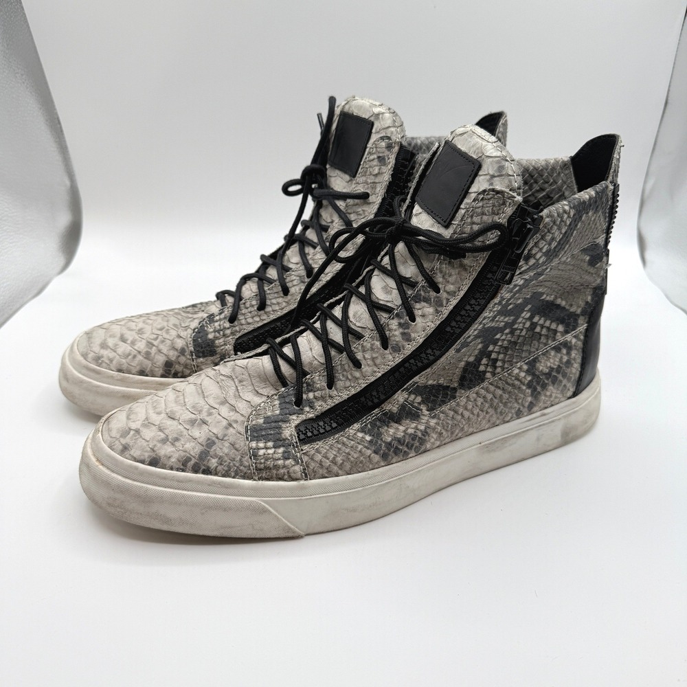 Giuseppe Zanotti High Top Sneakers Mens 14 Snakeskin Zip Italian Designer Shoes